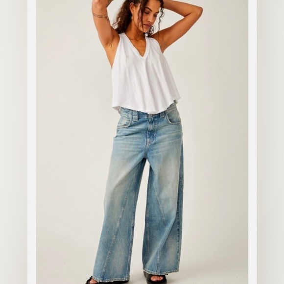 Free People Denim - Free people We The Free Chill Vibes Dropped Wide-Leg Jeans